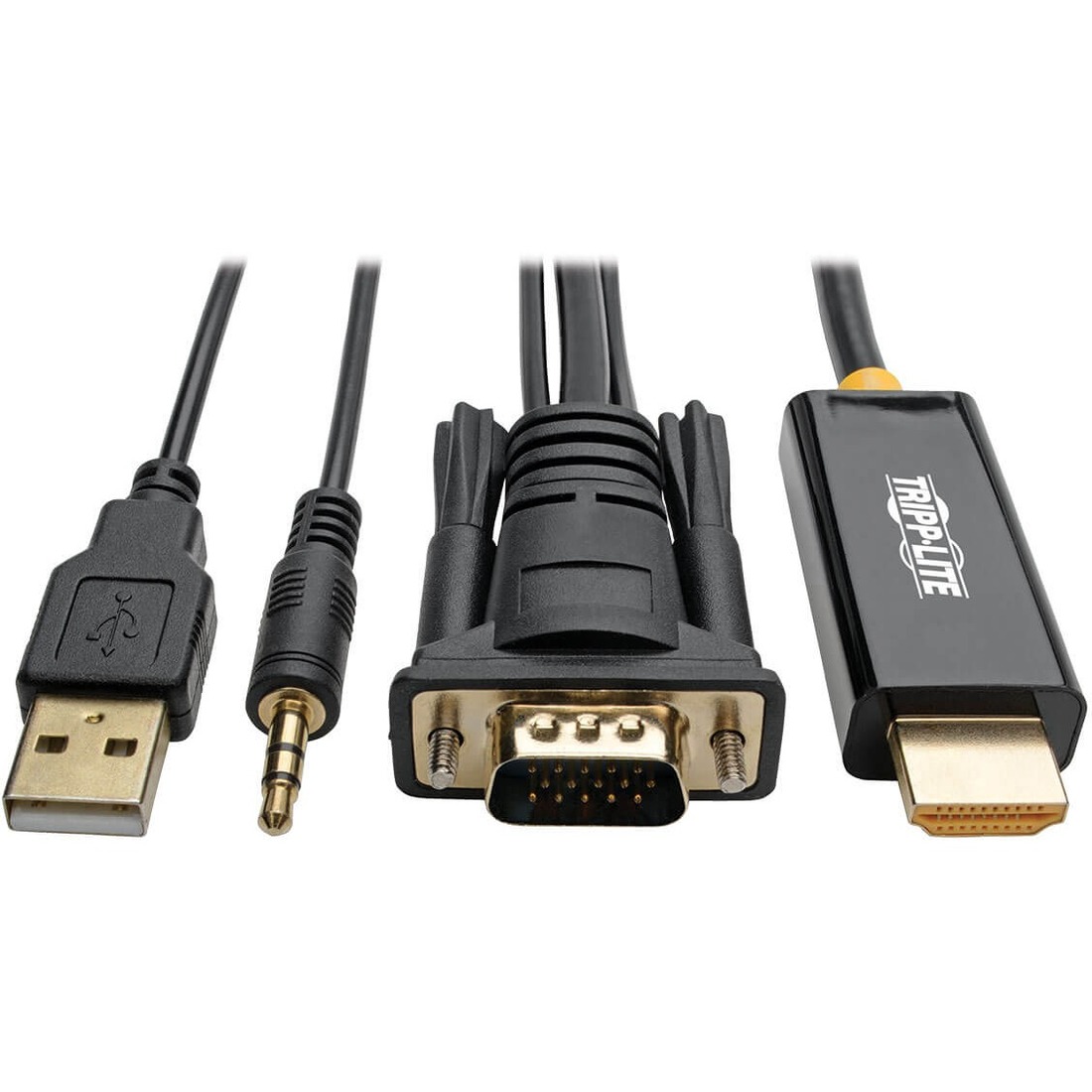 Tripp Lite P116-006-HDMI-A VGA + Audio to HDMI Adapter Cable (M/M), 6 ft. - 6 ft HDMI/Mini-phone/USB/VGA A/V Cable for Audio/Video Device, TV, Monitor, Home Theater System, Projector - First End: 1 x HDMI 1.3 Digital Audio/Video - Male - Second End: 1 x 1