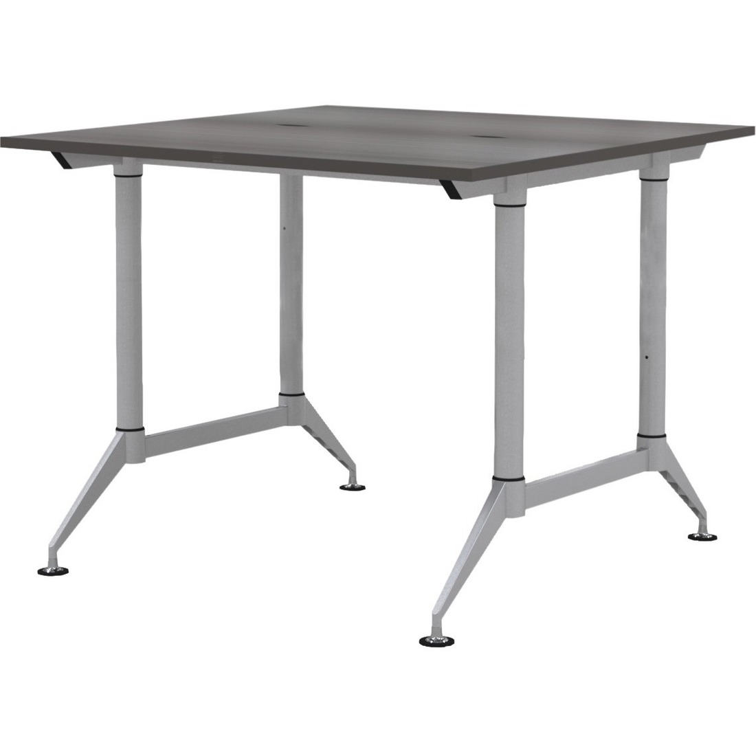 Mayline EVEN Standing Height 2-Person Dual Sided 24 x 60 Each User - Driftwood Rectangle, Thermofused Laminate (TFL), Gray Top - Powder Coated Silver Base - 200 lb Capacity - 60" Table Top Width x 24" Table Top Depth x 1" Table Top Thickness - 42" Height - Assembly Required - Wood Grain Top Material - 1 Each