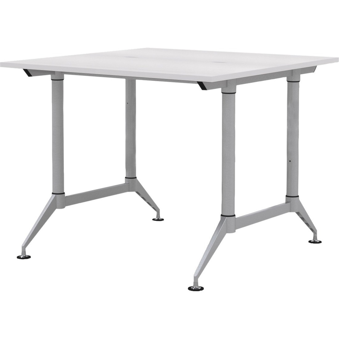 Mayline EVEN Standing Height 2-Person Dual Sided 24 x 72 Each User - Designer White Rectangle, Thermofused Laminate (TFL) Top - Powder Coated Silver Base - 200 lb Capacity - 72" Table Top Width x 24" Table Top Depth x 1" Table Top Thickness - 42" Height - Assembly Required - Wood Grain Top Material - 1 Each