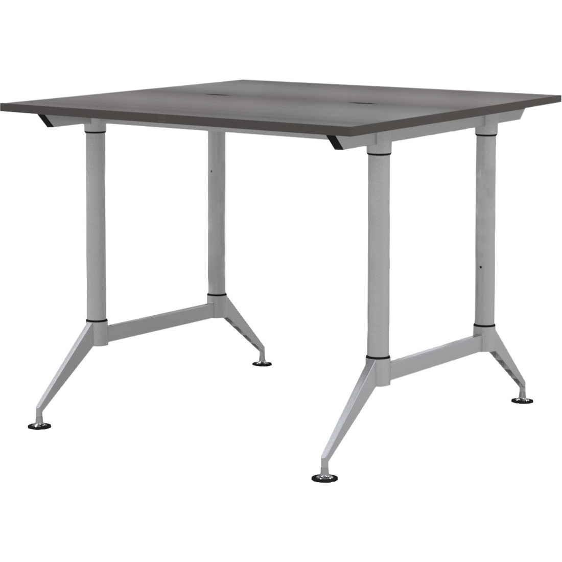 Mayline EVEN Standing Height 2-Person Dual Sided 24 x 48 Each User - Driftwood Rectangle, Thermofused Laminate (TFL), Gray Top - Powder Coated Silver Base - 200 lb Capacity - 48" Table Top Width x 24" Table Top Depth x 1" Table Top Thickness - 42" Height - Assembly Required - Wood Grain Top Material - 1 Each