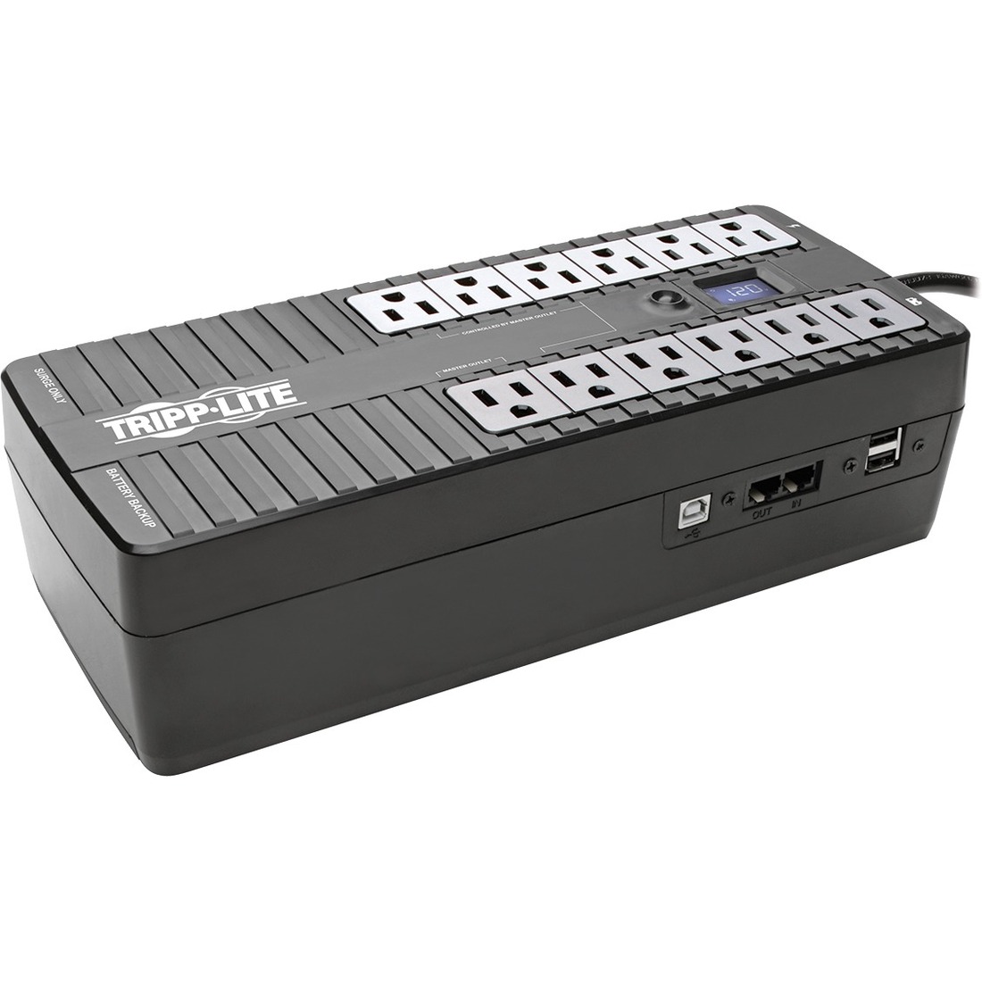 Tripp Lite ECO900LCDU2 900VA Desktop/Wall Mountable UPS - Desktop/Wall Mountable - 6.50 Hour Recharge - 1.70 Minute Stand-by - 120 V AC Input - 120 V AC Output - Single Phase - 12 x NEMA 5-15R, 2 x USB