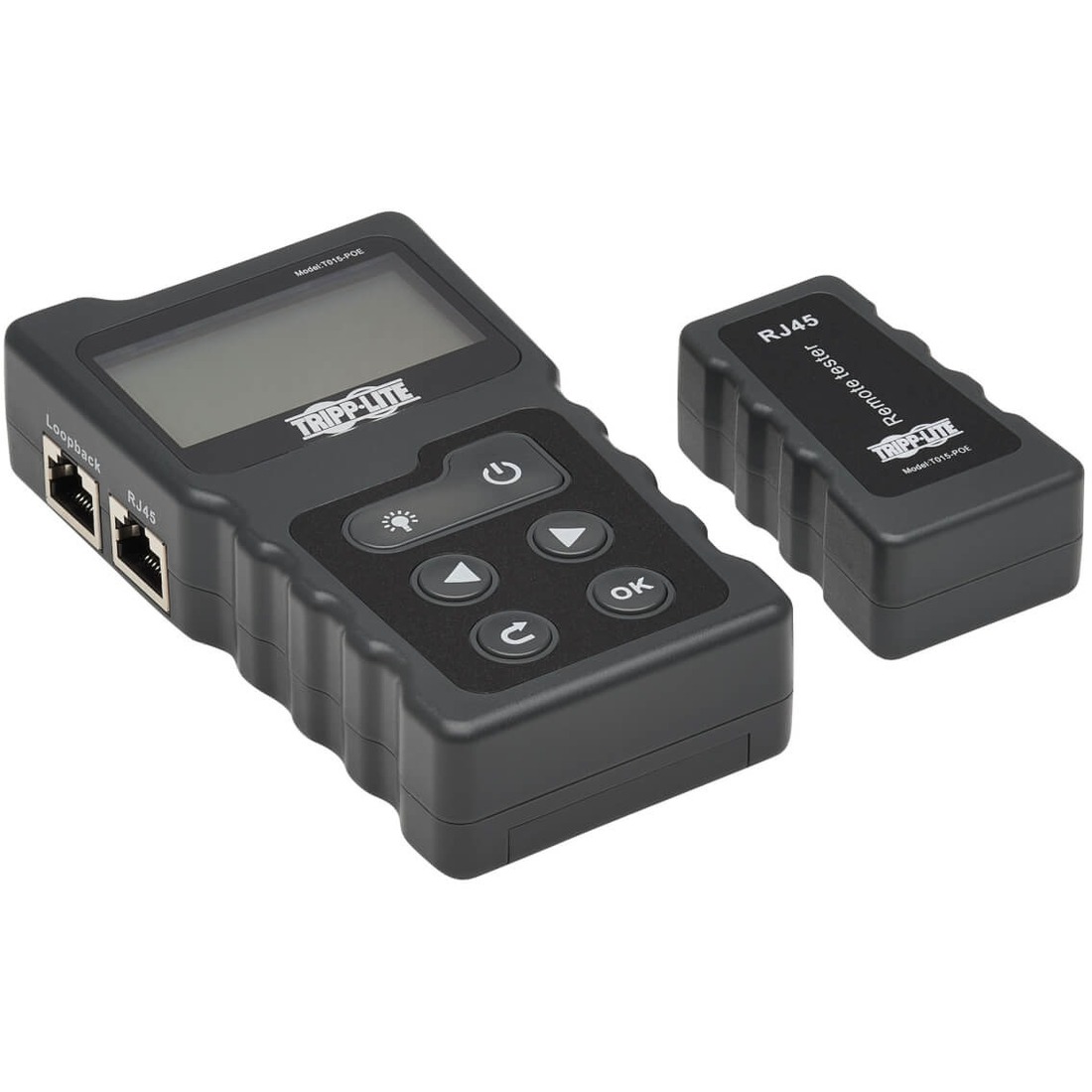 Tripp Lite T015-POE Cable/Network Tester - Cable Testing, PoE Testing, Device Testing, Device Detection, Continuity Testing, Power Level Testing, Loopback Testing - PoE Ports - 4 x Network (RJ-45) - Twisted Pair - Gigabit Ethernet, 10 Gigabit Ethernet - 1