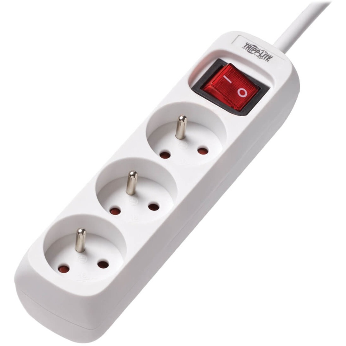Tripp Lite Protect It! PS3F15 3-Outlet Power Strip - French - 3 x French/Belgian - 4.9 ft Cord - 16 A Current - 230 V AC Voltage - Desk Mountable, Wall Mountable - White