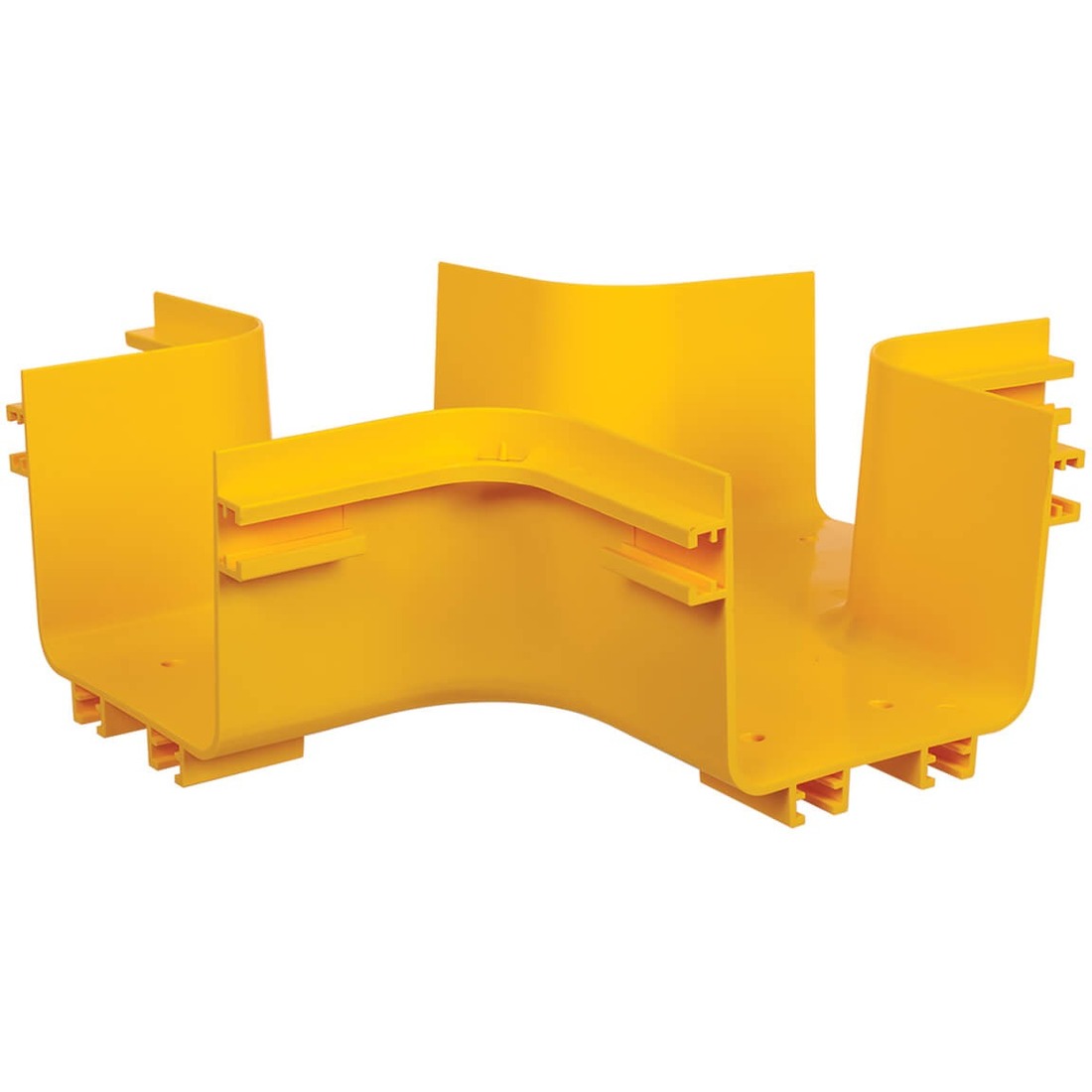 Tripp Lite Toolless Horizontal 4-Way Junction for Fiber Routing System, 120 mm (5 in) - Horizontal 4-Way Junction - Yellow - Polyvinyl Chloride (PVC)