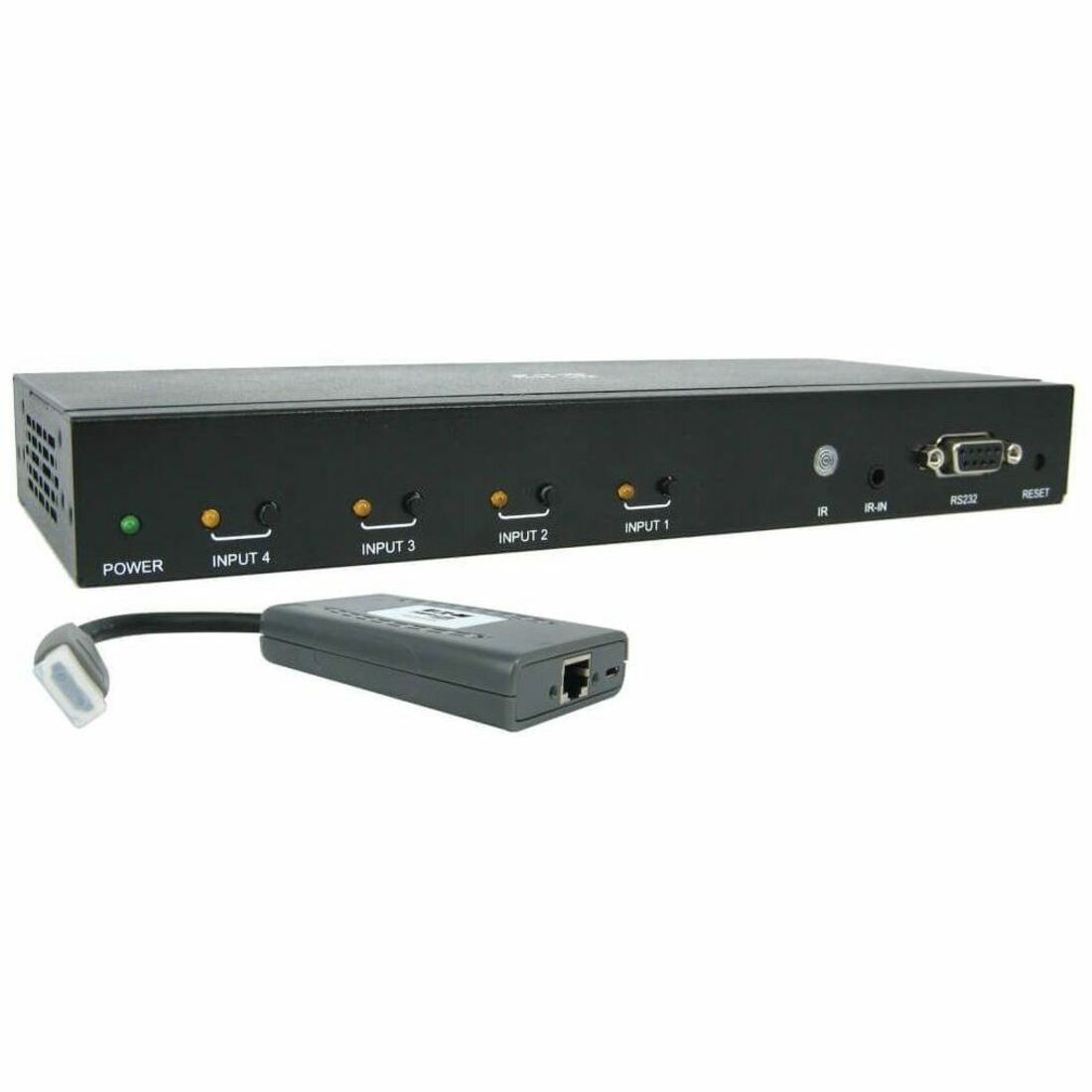 Tripp Lite B320-4X1-HH-K1 4-Port HDMI over Cat6 Presentation Switch/Extender - 4 Input Device - 1 Output Device - 50 ft (15240 mm) Range - 2 x Network (RJ-45) - 4 x HDMI In - 1 x HDMI Out - 4K - 3840 x 2160 - Twisted Pair - Category 6 - TAA Compliant