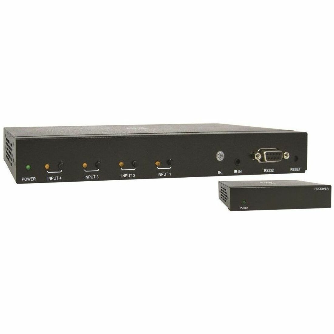 Tripp Lite B320-4X1-HH-K2 4-Port HDMI over Cat6 Presentation Switch/Extender - 4 Input Device - 1 Output Device - 125 ft (38100 mm) Range - 2 x Network (RJ-45) - 4 x HDMI In - 1 x HDMI Out - 4K - 3840 x 2160 - Twisted Pair - Category 6 - TAA Compliant