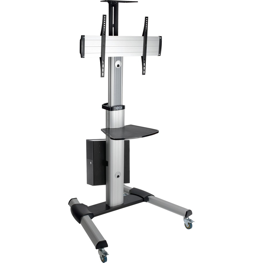 Tripp Lite Rolling TV Cart with Rechargeable Battery Power for 32" to 70" Displays - Up to 70" Screen Support - 68.04 kg Load Capacity - 46" (1168.40 mm) Height x 23" (584.20 mm) Width x 22.50" (571.50 mm) Depth - Floor Stand - Black, Silver