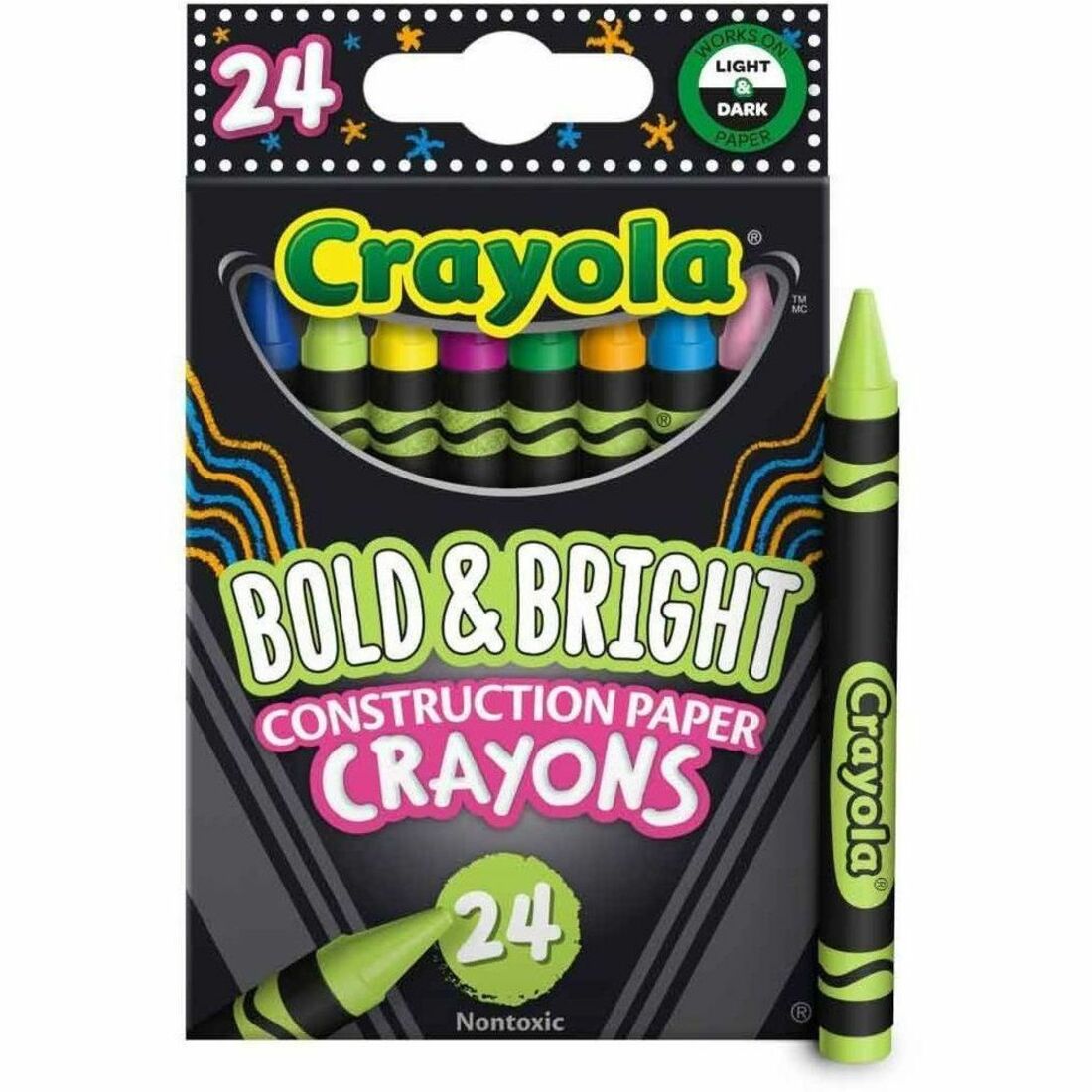Crayola Bold & Bright Construction Paper Crayons, 24 Count