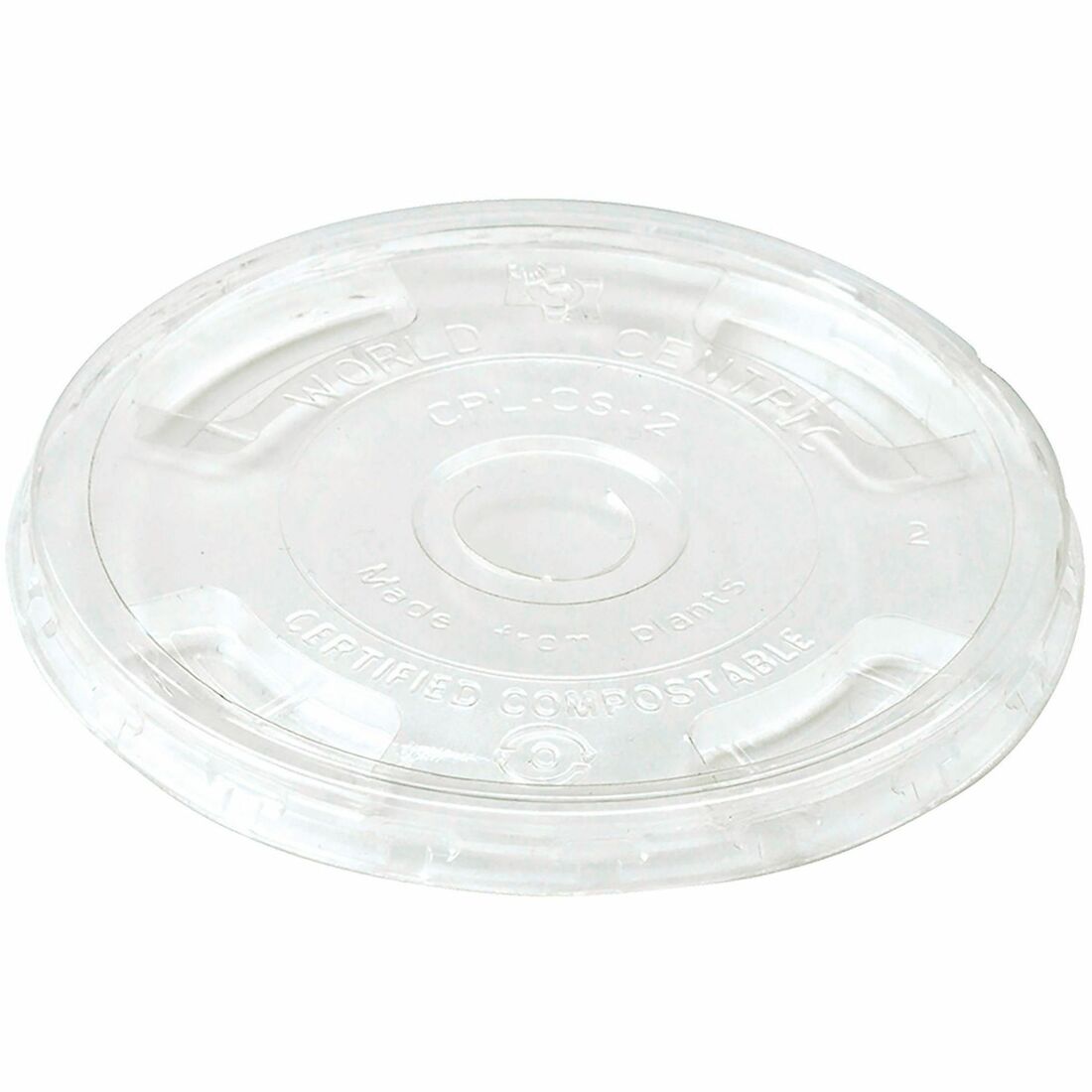 World Centric Lid PLA with Straw Hole - 9Q to 24 oz Cold Cups, Clear - Case of 1000