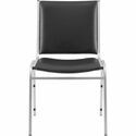 Lorell Padded Stacking Chairs - Black Vinyl Seat - Vinyl Back - Steel Frame - Black - Steel, Vinyl - 4 / Carton