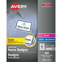 Avery Flexible Name Badgesfor Laser and Inkjet Printers, 3?" x 2?" , Blue Border - 2 1/3" Height x 3 3/8" Width - Removable Adhesive - Rectangle - Laser, Inkjet - Matte - White - Blue Border - Film - 8 / Sheet - 50 Total Sheets - 400 Total Label(s) - 400 / Box - PVC-free, Removable, Curl Resistant, Flexible, Customizable, Durable