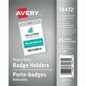 Avery Vertical Name Badge Holders, 4" x 3" - Support 4" (101.60 mm) x 3" (76.20 mm) Media - Vertical - 3.88" (98.43 mm) x 2.63" (66.68 mm) x 0.50" (12.70 mm) x - Polyvinyl Chloride (PVC) - 25 / Pack - Clear