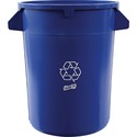 Genuine Joe Heavy-Duty Trash Container - 121.13 L Capacity - Side Handle, Venting Channel - Plastic - Blue - 1 Each