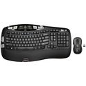 Logitech MK550 Wireless Wave Keyboard and Mouse Combo, Ergonomic Wave Design, Black (French Layout) - USB Wireless RF Keyboard - French - USB Wireless RF Mouse - Laser - 1000 dpi - Scroll Wheel - Calculator, Web, Email, Volume Control Hot Key(s) - Compatible with PC - 1 Pack