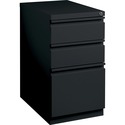 Lorell 23" Box/Box/File Mobile File Cabinet with Full-Width Pull - 15" x 22.9" x 27.8" - Letter - Vertical - Security Lock, Recessed Handle, Ball-bearing Suspension - Black - Steel - Recycled