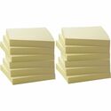 Business Source Yellow Adhesive Notes - 3" x 3" - Square - 100 Sheets per Pad - Unruled - Yellow - Self-adhesive, Removable - 12 / Pack - Recycled