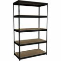 Lorell Fortress Riveted Shelving - 5 Compartment(s) - 5 Shelf(ves) - 84" Height x 48" Width x 24" Depth - Heavy Duty, Rust Resistant - 28% Recycled - Powder Coated - Black - Steel - 1 Each