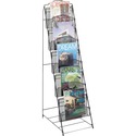 Safco Black Onyx Mesh Literature Floor Rack - 5 Pocket(s) - 6 Compartment(s) - Compartment Size 8.50" (215.90 mm) x 12.25" (311.15 mm) x 2.25" (57.15 mm) - 46" Height x 18.5" Width x 12.5" DepthFloor - Black - Steel - 1 Each