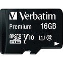 Verbatim 16GB Premium microSDHC Memory Card with Adapter, UHS-I V10 U1 Class 10 - 45 MB/s Read - Lifetime Warranty