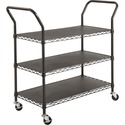 Safco 3-shelf Wire Utility Cart - 272.16 kg Capacity - 4 Casters - 3" (76.20 mm) Caster Size - Steel - x 43.8" Width x 19.3" Depth x 40.5" Height - Steel Frame - Black - 1 Each