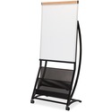 Lorell Dry-erase Board Magazine Stand - 62" Height x 27.5" Width x 27.5" DepthFloor - Caster - Black - Steel - 1 Each