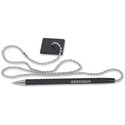 Merangue 24" Stay-Put Security Pen with Chain - Refillable - Black - Black Rubber Barrel - 1 Each