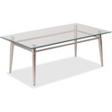 WorkSmart Brooklyn MG1242S-NB Coffee Table - Clear Rectangle Top - Four Leg Base - 4 Legs - 42" Table Top Width x 24" Table Top Depth - 16" HeightAssembly Required - Brushed Nickel - Tempered Glass Top Material - 1 Each