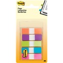 Post-it Flags in On-the-Go Dispenser - Bright Colors - 100 x Assorted - 1/2" x 1 3/4" - Orange, Purple, Green, Blue, Pink - Removable - 100 / Pack