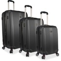 MANCINI Santa Barbara Carrying Case (Roller) Luggage, Travel Essential - Black - Damage Resistant, Impact Resistant Handle - Acrylonitrile Butadiene Styrene (ABS) Body - Handle, Telescoping Handle - 3 x Pieces per Set - 13.40" (340.36 mm) Height x 28" (711.20 mm) Width x 19" (482.60 mm) Depth - 3 / Set