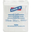 Genuine Joe 1-ply Embossed Lunch Napkins - 1 Ply - Quarter-fold - 13" x 11.3" - White - Embossed, Versatile, Soft - For Lunch - 400 Per Pack - 400 / Pack