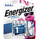 Energizer Ultimate Lithium AAA Batteries - For Camera, Electronic Device - AAA - 1.5 V DC - 4 / Pack