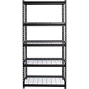 Lorell Wire Deck Shelving - 5 Shelf(ves) - 72" Height x 36" Width x 18" Depth - 28% Recycled - Black - Steel - 1 Each