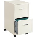 Lorell SOHO White Mobile File Cabinet - 2-Drawer - 14.3" x 18" x 27" - 2 x Drawer(s) for File, Document - Letter - Casters, Locking Drawer, Glide Suspension, Sturdy, Pull Handle - White - Steel