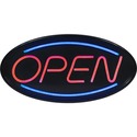 Royal Sovereign LED Open Sign - 1 Each - Open Print/Message - 18.75" (476.25 mm) Width x 9.50" (241.30 mm) Height x 1" (25.40 mm) Depth - Oval Shape - Red Print/Message Color - Flasher, Scroll Setting - Blue, Red