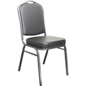 Horizon A-117V Stacking Chair - Black Vinyl Seat - Black Vinyl Back - Gray Vein Powder Coated Frame - Four-legged Base - 1 Each