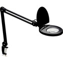Dainolite 8W LED Magnifier Lamp, Black Finish - 47" (1193.80 mm) Height - 9" (228.60 mm) Width - 1 x 8 W LED Bulb - Painted Black - Adjustable, Dimmable - 760 lm Lumens - Metal, Glass - Desk Mountable, Table Top - Black - for Table, Desk, Office, Bedroom, Room, Commercial