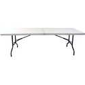 DURA Durable Folding Table 7.9ft Fold in 2 - White Rectangle Top - Black Sandtex Base - 96" Table Top Length - 34" Height - White, Black, Granite - Resin Top Material - 1 Each