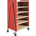 Safco Whiffle Typical 3 Double 48" - 4 Shelf - 4 Casters - Laminate, High Pressure Laminate (HPL), Particleboard, Polyvinyl Chloride (PVC) - x 48" Height - Red