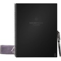 Rocketbook Fusion Notebook - 42 Pages - Letter - 8 1/2" x 11" - Infinity Black Cover - Reusable, Erasable, Note Section, Task Section, Built-in Planner, Calendar - 1 Each