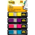 Post-it Flags - 35 x Bright Blue, 35 x Bright Pink, 35 x Bright Purple, 35 x Bright Yellow - 1/2" x 1 3/4" - Rectangle - Unruled - Yellow, Purple, Blue, Pink, Aqua - Self-adhesive, Removable, Residue-free, Repositionable - 140 / Pack