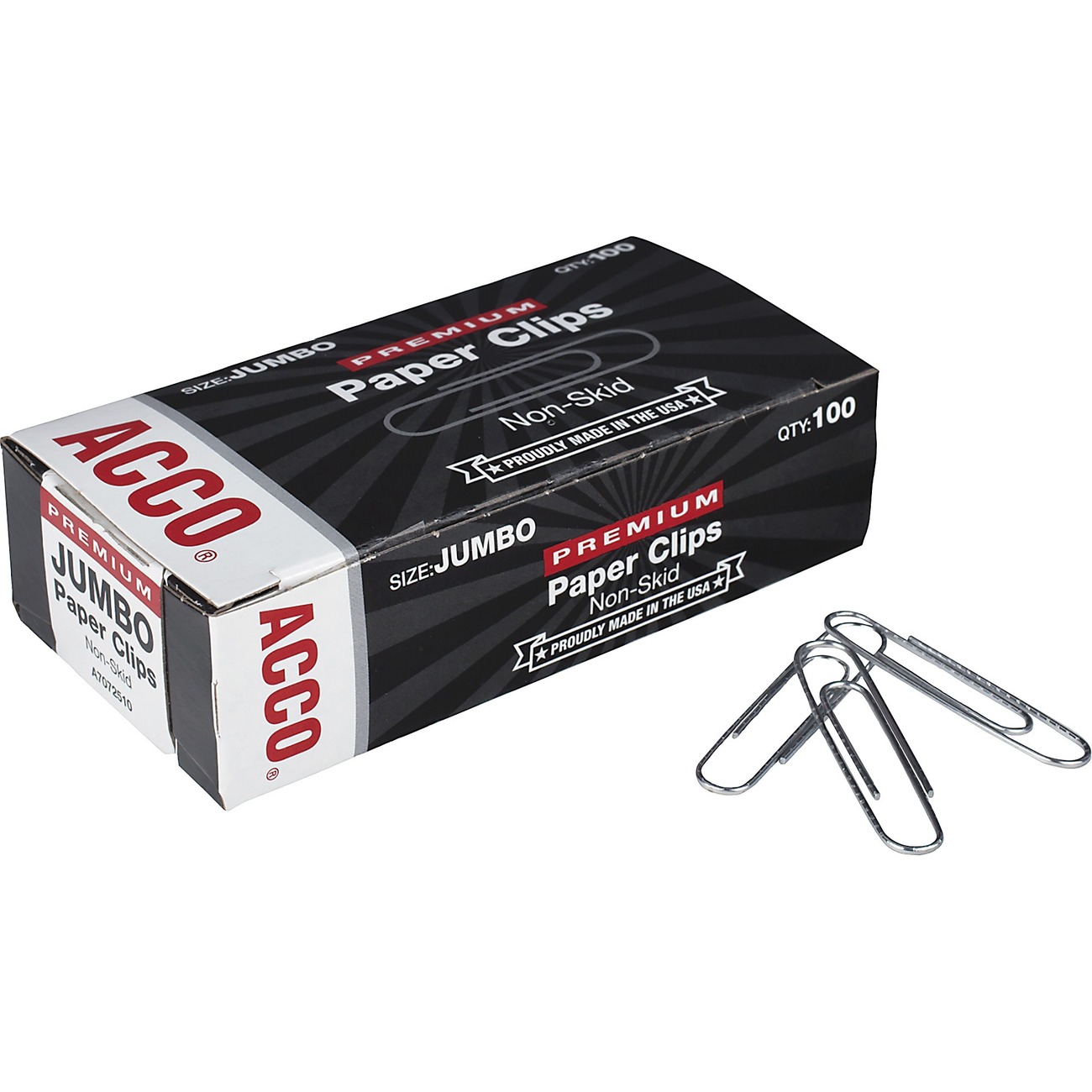 Acco Premium Jumbo Non Skid Paper Clips Jd Office Products