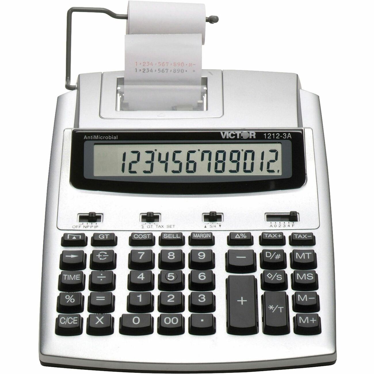 Victor 12123A Printing Calculator Extra Large Display, Date, Clock,  Environmentally Friendly, Item Count, 4-Key Memory, Independent Memory,  Dual Power Battery/Power Adapter Powered 2.5
