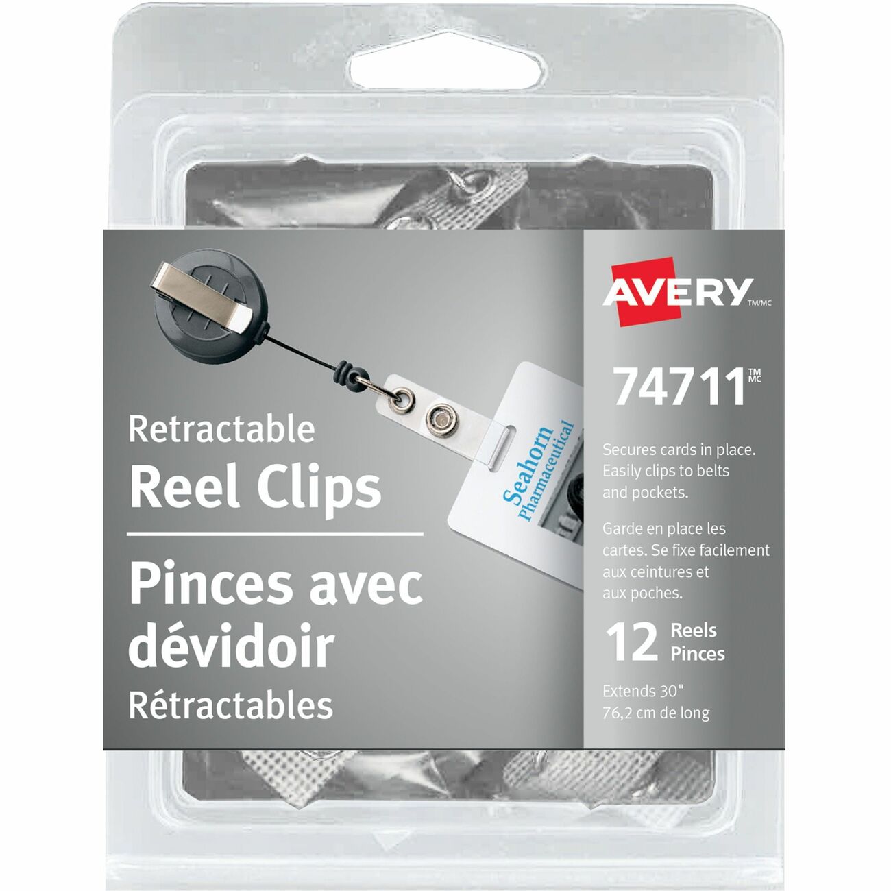 Avery® Retractable Reel Clip, 30