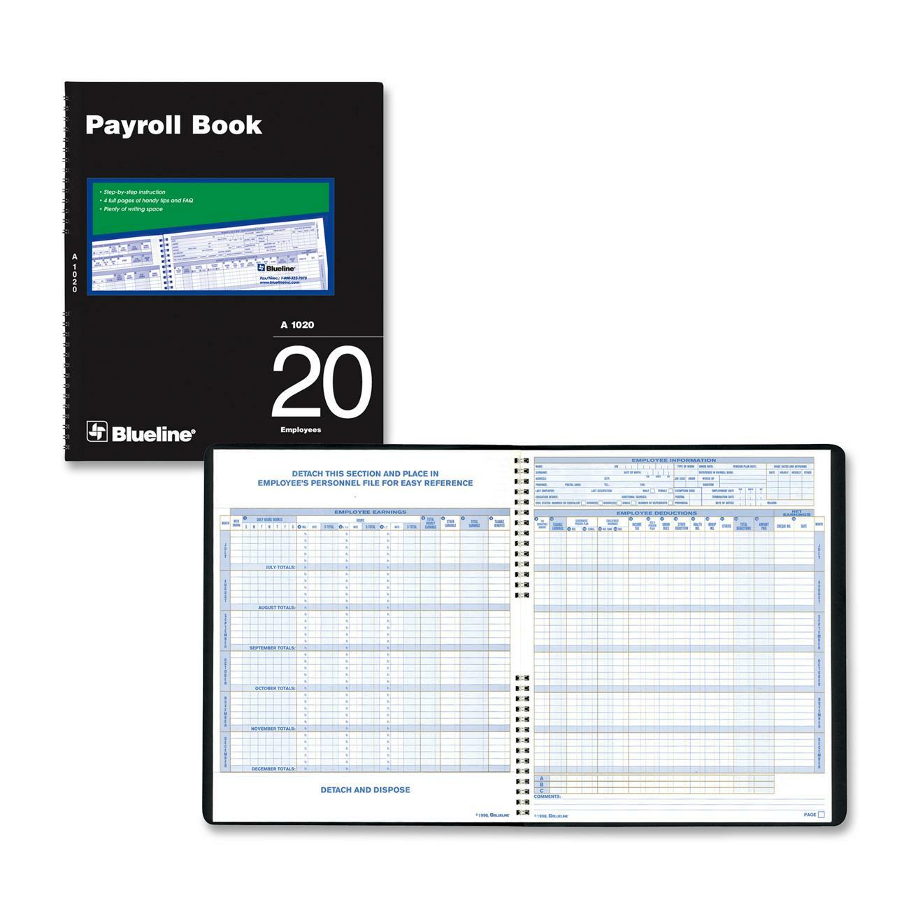 Blueline Twenty Employees Payroll Book Madill The Office Company