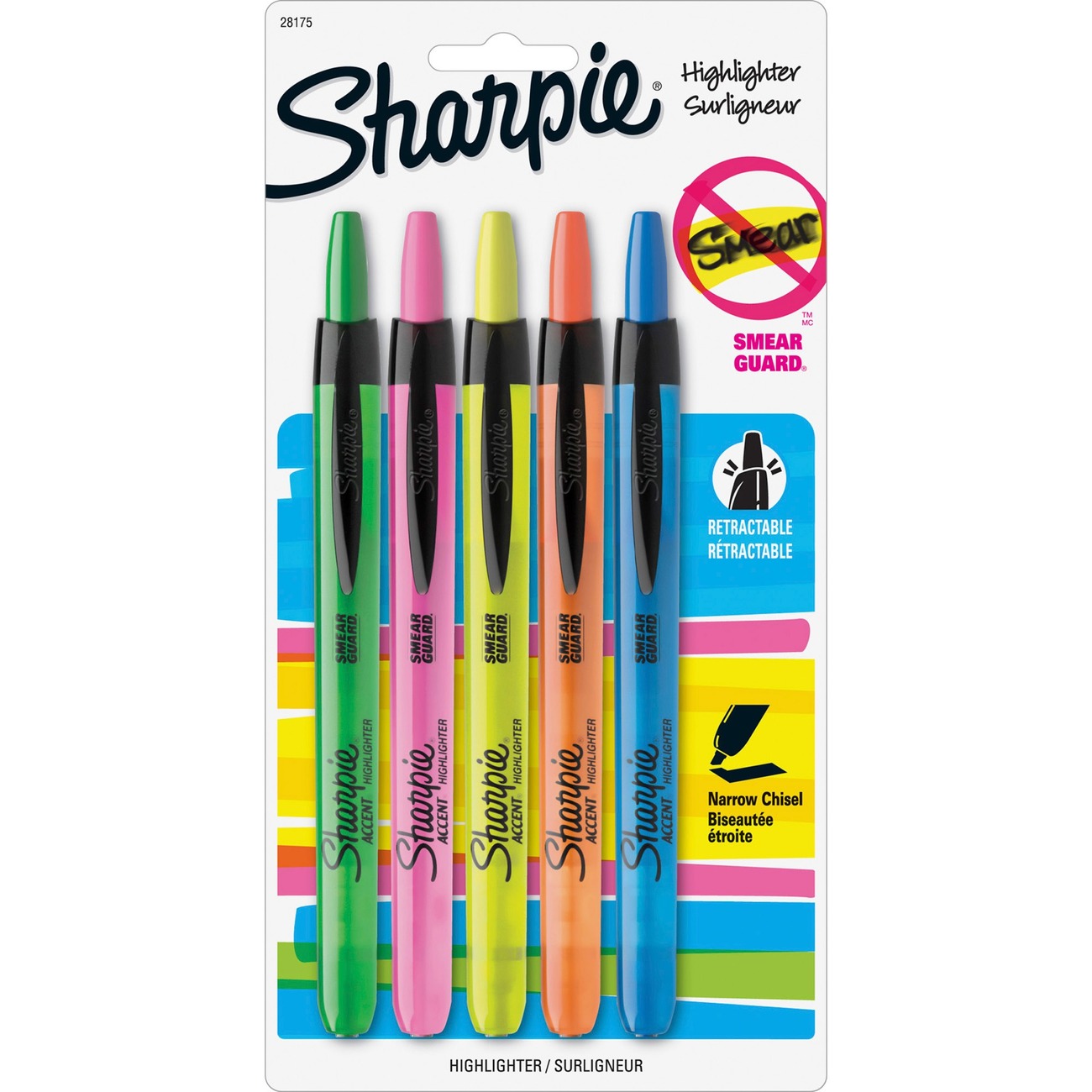 Sharpie S Note Highlighters Chisel Tip Assorted Ink White Barrel Pack Of 6  Highlighters - Office Depot