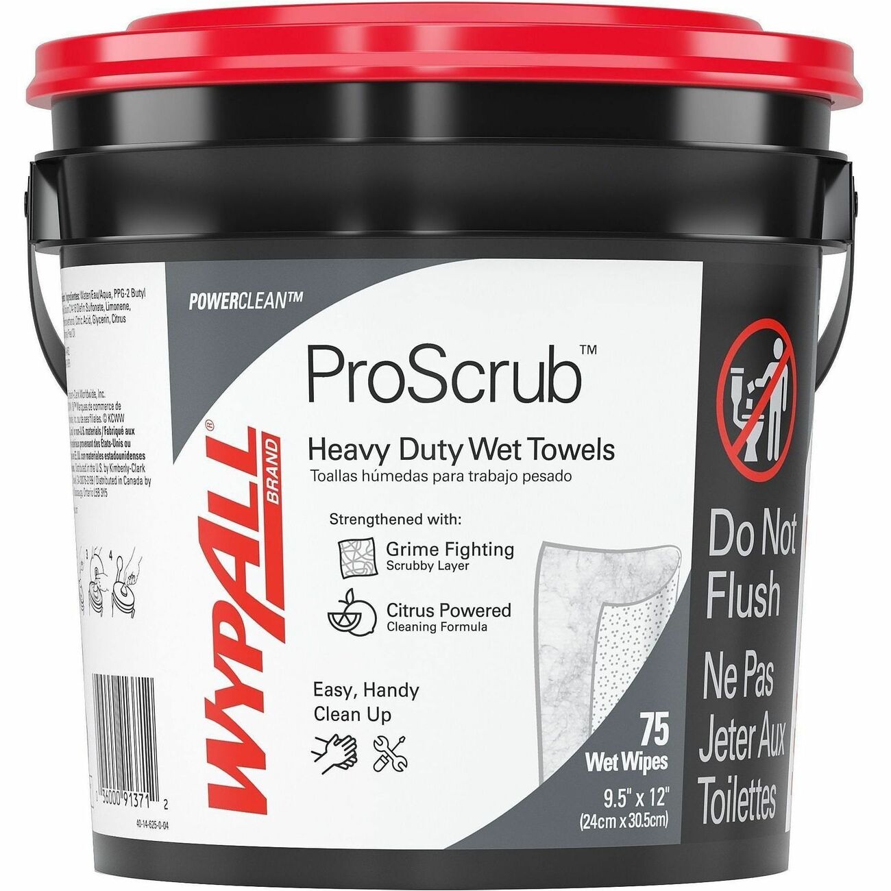 WypAll Power Clean ProScrub Pre-Saturated Wipes, Citrus Scent, 450
