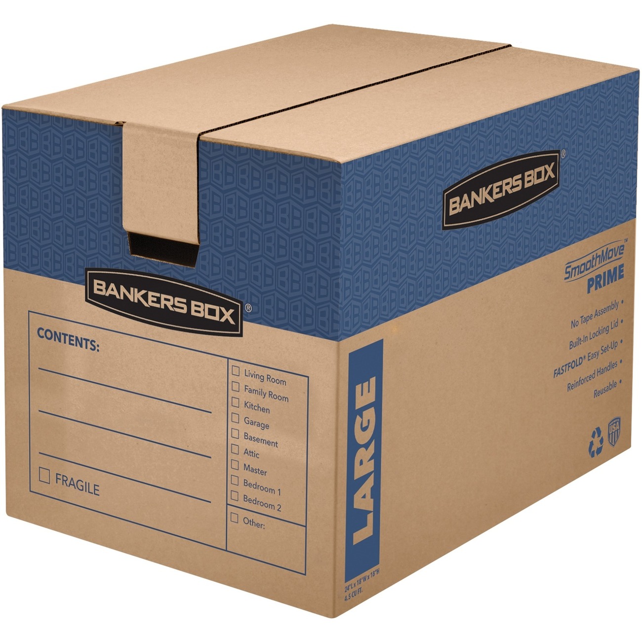 SmoothMove Classic Tape Free Moving Boxes, Small Storage Boxes With Lids  and Easy Carry Handles, 10 x 12 x 15 In, 10 Pack