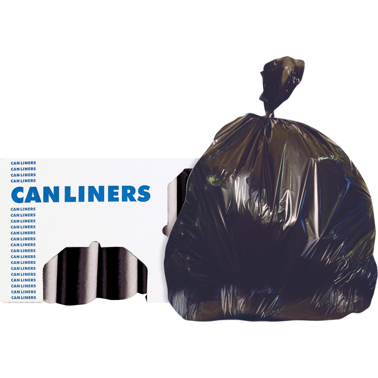 Nature Saver Black Low-density Recycled Can Liners - Extra Large Size - 60  gal Capacity - 38 Width x 58 Length - 1.25 mil (32 Micron) Thickness -  Low Density - Black - Plastic - 100/Carton - Cleaning Supplies - Recycled