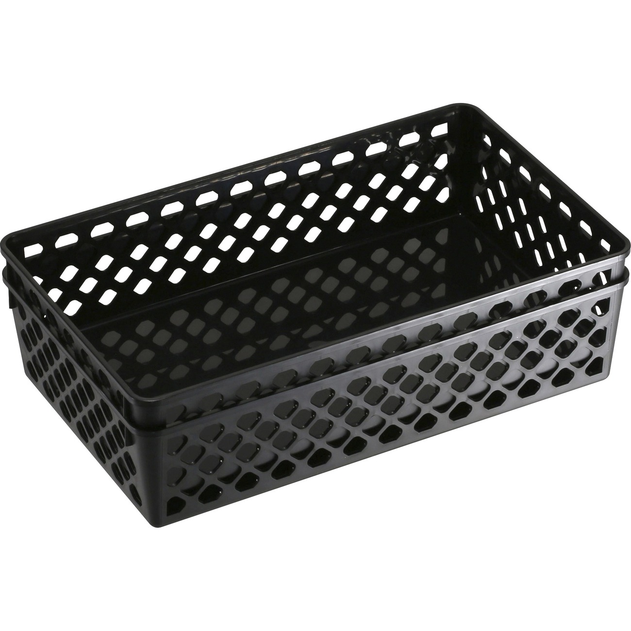 Officemate Supply Baskets - 2.4 Height x 10.1 Width x 6.1 Depth - Black  - Plastic