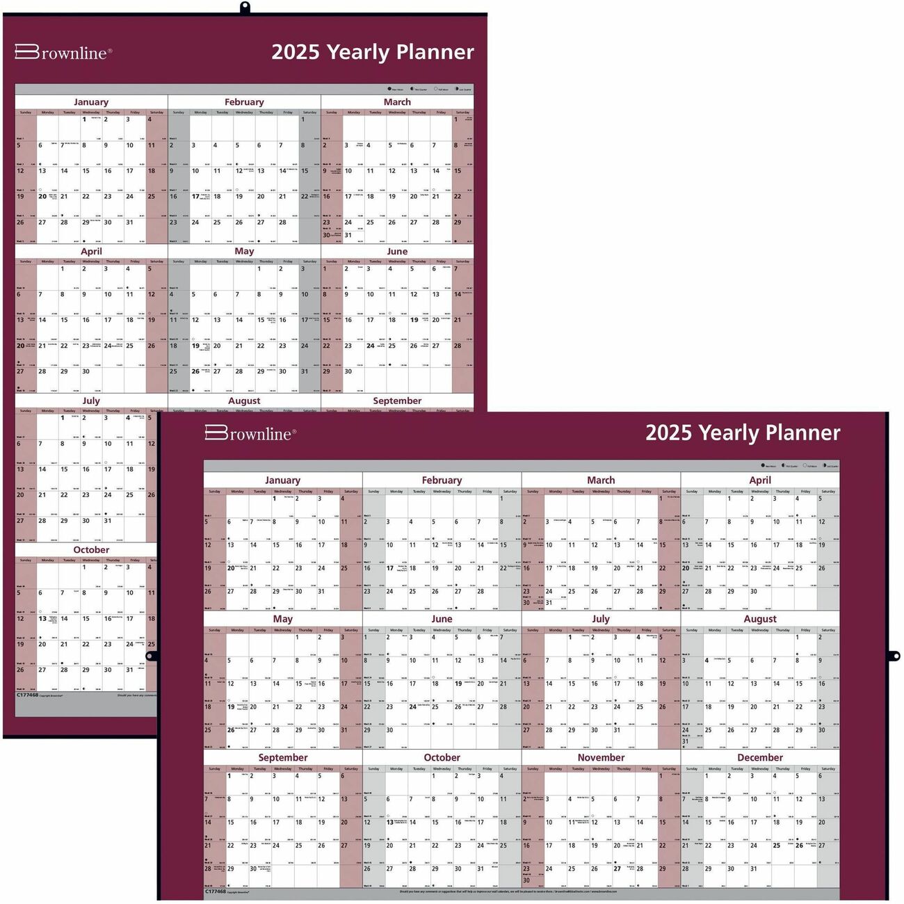 Brownline Laminated Yearly Wall Calendar beePLUS Workplace Solutions